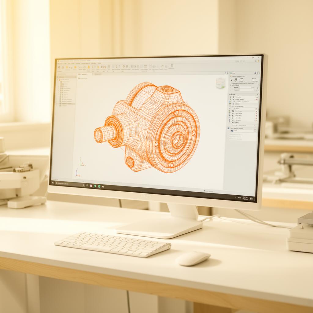 CAD-Drahtmodell auf einem Bildschirm